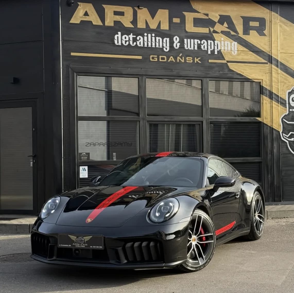 Czarne Porsche 911 z folią PPF — ARM CAR Auto Spa Gdańsk